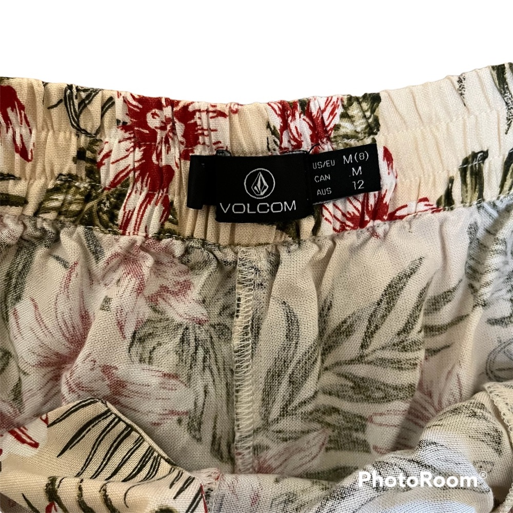 Volcom Tropical Floral & Leaf Tie Waist Shorts Size Medium - Picture 5 of 8